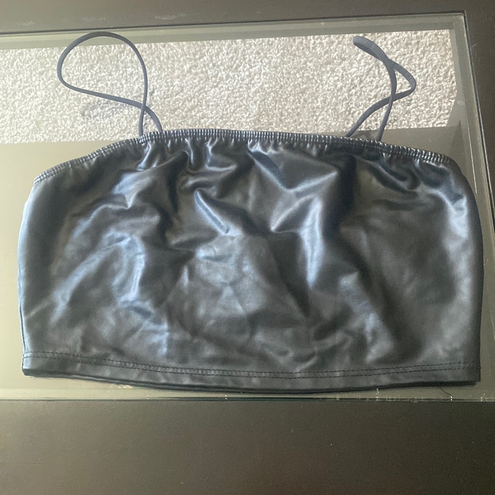 Faux leather crop top